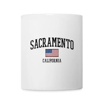 Graphisme Sacramento, Californie USA, avec drapeau - Mug blanc - blanc - Devant