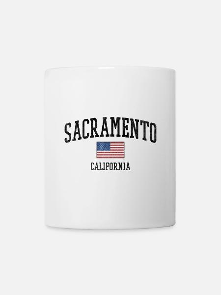 Sacramento California USA Graphic with Flag - Mug - white