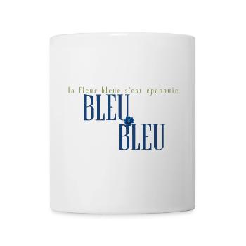 Blue Flower Bloom in French Typography - Mug - white - Front