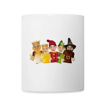 Fünf Figuren aus dem Ensemble des Kasperltheaters - Tasse - Weiß - Vorne