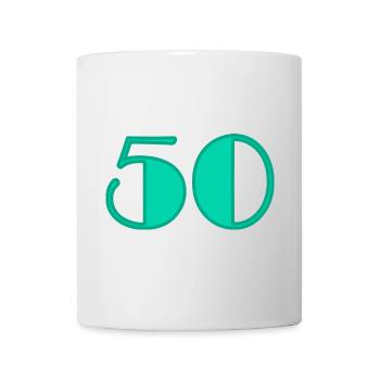 50 YEARS. 50th ANNIVERSARY. BIRTHDAY 50 YEARS. 50 - Mug - white - Front