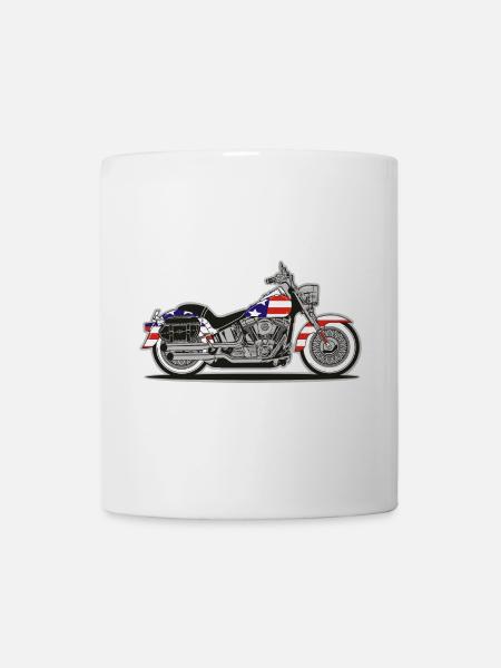 American Patriot Motorrad mit Flagge - Tasse - Weiß