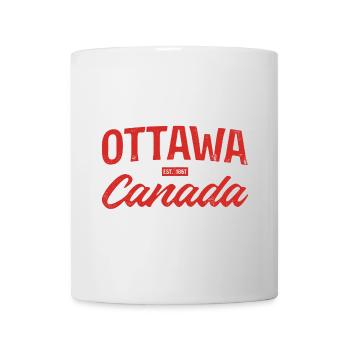 Ottawa Canada Retro Script Red - Mug - white - Front