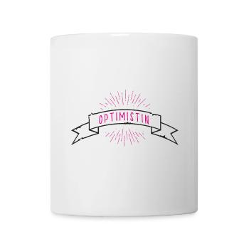 OPTIMISTIN Banderole - Tasse - Weiß - Vorne