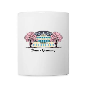 Bonn Old Post Office, Cherry Tree Blossoms, Allemagne - Mug blanc - blanc - Devant