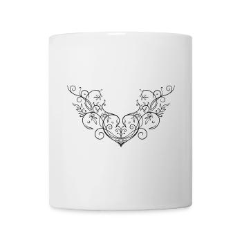 Coeur Feuilles Ornement Tatouage S’épanouir - Mug blanc - blanc - Devant
