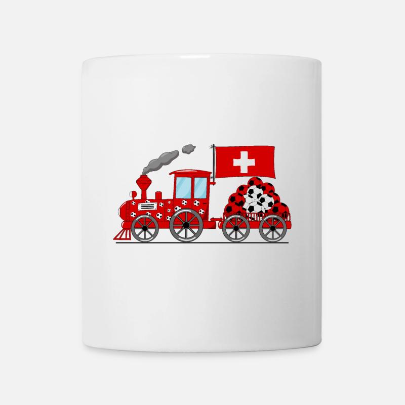 Schweiz Flagge Fußball Eisenbahn - Tasse - Weiß