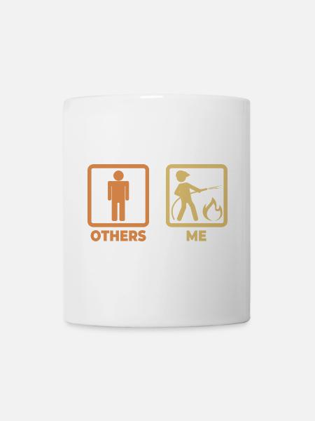 Feuerwehrmann Strichfiguren - Tasse - Weiß