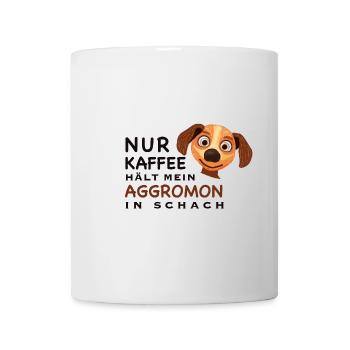 Lustiger Spruch, Kaffee hält Aggromon in Schach - Tasse - Weiß - Vorne