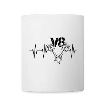 v8 engine pulse cars piston heartbeat tuning icon - Mug - white - Front