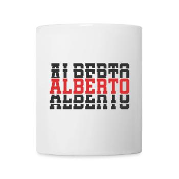 Alberto T-Shirt T-Shirt Geschenkidee gestapelter Text - Tasse - Weiß - Vorne