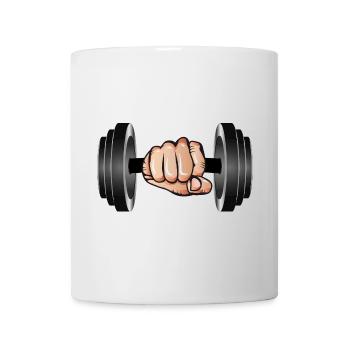 Dumbbell in hand - lifting weight for bodybuilders - Mug - white - Front