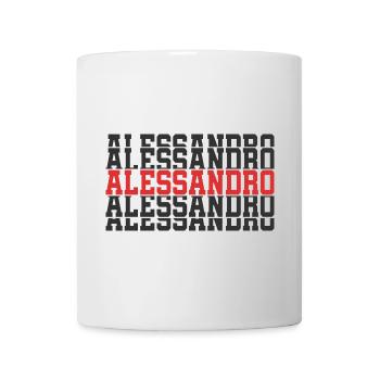 Alessandro T-Shirt gestapelter Text Geschenk T-Shirt - Tasse - Weiß - Vorne