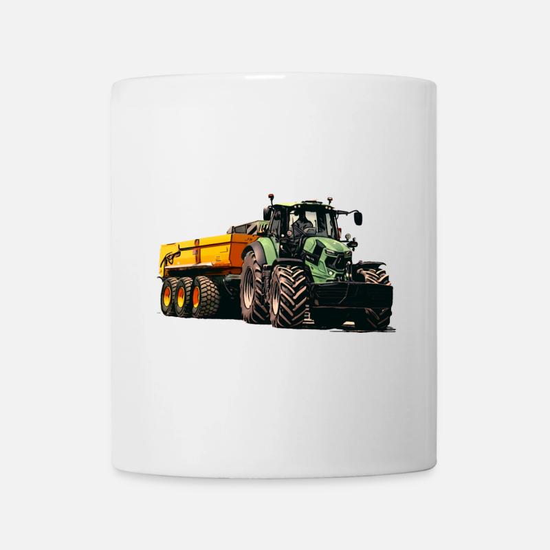 Tracteur avec remorque à benne basculante - Mug blanc - blanc