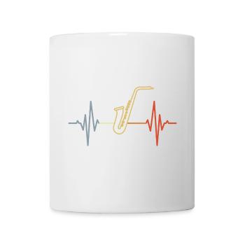 Vintage Saxophone Heartbeat - Mug blanc - blanc - Devant