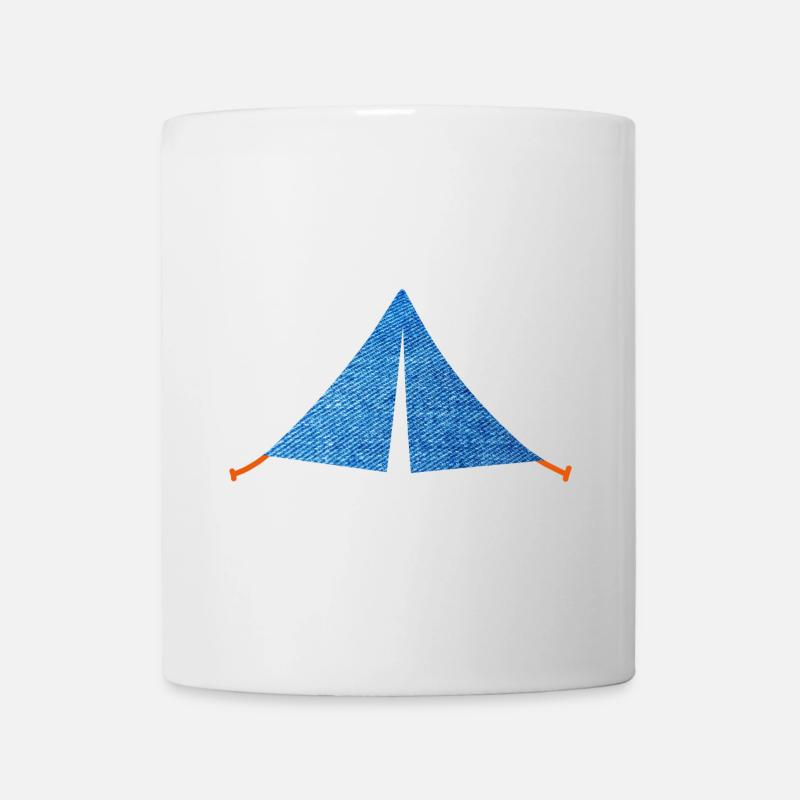 Zelt Jeans Muster Camping Camper zelten Van Life - Tasse - Weiß