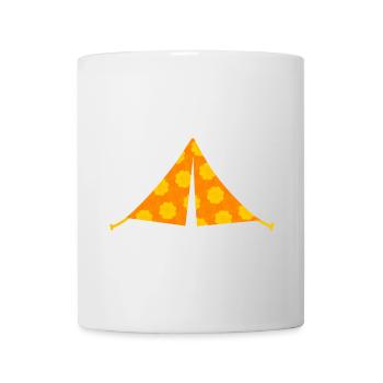 Tent Pattern Flowers Yellow Camping Camper Outdoor Fan - Mug - white - Front