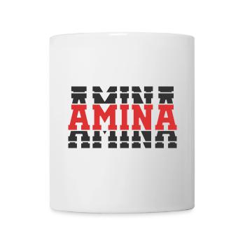 T-Shirt Amina T-Shirt Geschenkidee gestapelter Text - Tasse - Weiß - Vorne