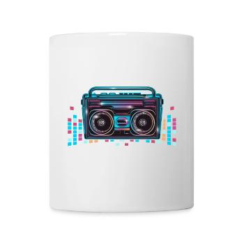 Kassetten Recorder im leuchtenden 80er Neon Look - Tasse - Weiß - Vorne