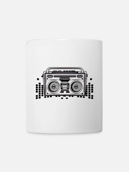 Kassetten Recorder im 80er Stencil Look - Tasse - Weiß