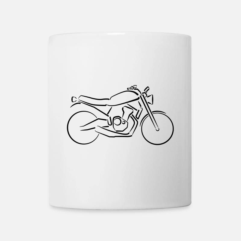 Moto Classique Bike Contours Minimaliste - Mug blanc - blanc