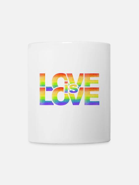 Regenbogen Liebe Schriftzug - Tasse - Weiß
