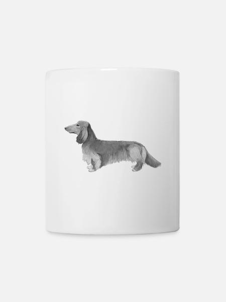Dachshund Dachshund langhåret - Kop/krus - hvid