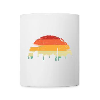 Sonnenuntergang Skyline Retro Farbverlauf - Tasse - Weiß - Vorne