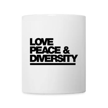 Typo Love Peace Diversity 1C - Tasse - Weiß - Vorne