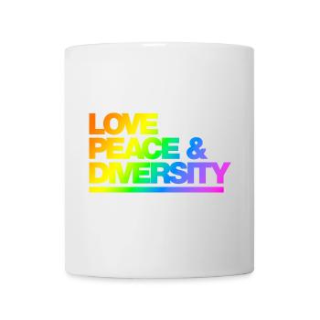 Typo Love Peace Diversity Rainbow - Tasse - Weiß - Vorne
