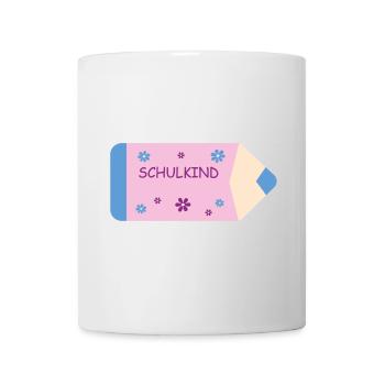 Colored Pencil Pink Light Blue Small Flowers - School Child - Mug - white - Front