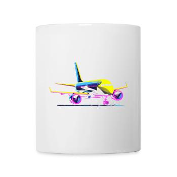 Flugzeug Cartoon Stil - Tasse - Weiß - Vorne