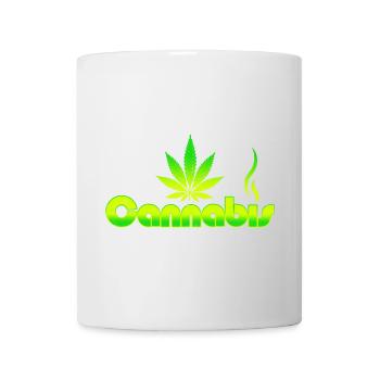 Lebendiges Cannabisblatt-Emblem mit grünem Farbverlauf - Tasse - Weiß - Vorne