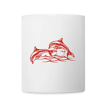 Rote Delfine - Tasse - Weiß - Vorne