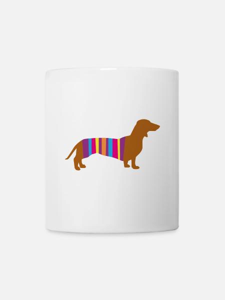 Teckel Rayure Chien Chien Race Chien Chien Promenade Bello Fan - Mug blanc - blanc