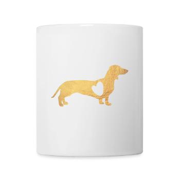 Herz Dackel Gold Hund Liebe Fan Gassi Wauwau Love - Tasse - Weiß - Vorne