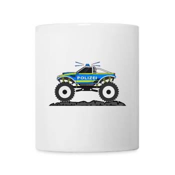 Monster Truck Police Bleu Jaune - Mug blanc - blanc - Devant