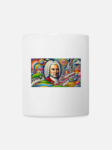 Johann Sebastian Bach: Portrait in modern painting style - Mug - white