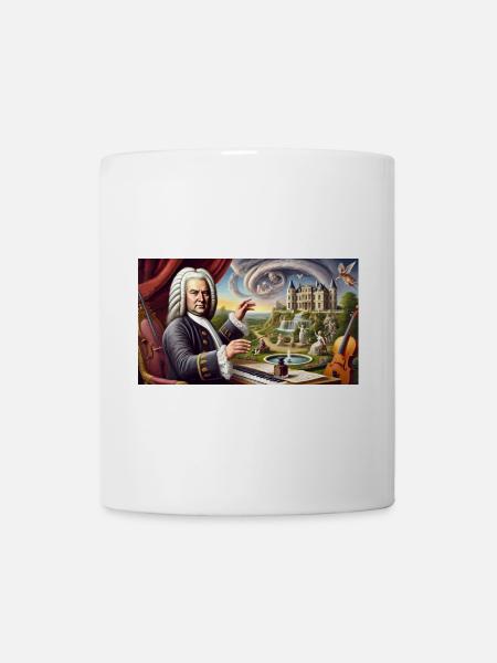 Johann Sebastian Bach : Portrait dans de nombreux styles de peinture - Mug blanc - blanc