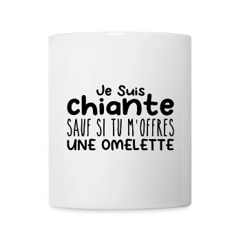 Woman who loves: Omelette. Funny Designs Humor - Mug - white - Front