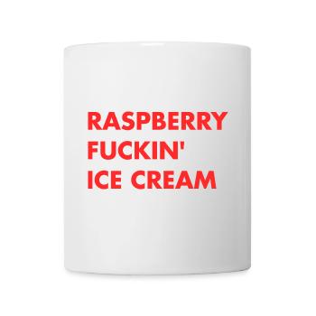 Himbeer Eis - roter Schriftzug - Tasse - Weiß - Vorne