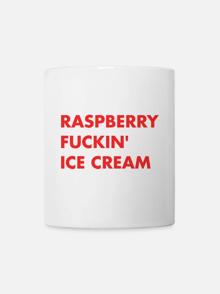 Himbeer Eis - roter Schriftzug - Tasse - Weiß