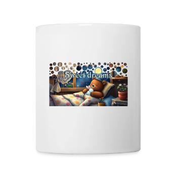 Süße Träume schlafender Bär mit Kuscheltier - Tasse - Weiß - Vorne