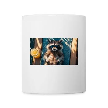 Waschbär im Urlaub - Tasse - Weiß - Vorne