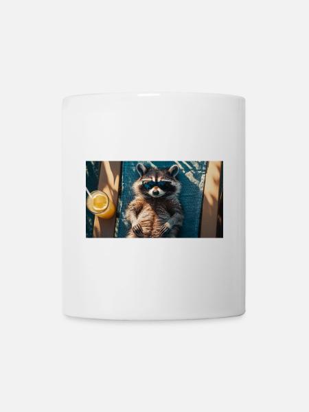 Waschbär im Urlaub - Tasse - Weiß