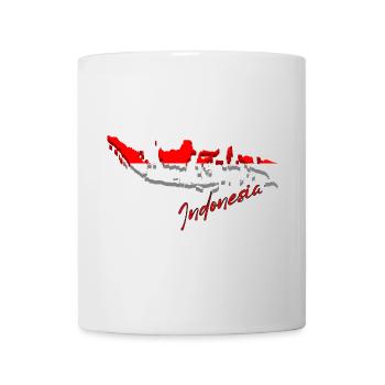 Landkarte von Indonesien, Flagge von Indonesien - Tasse - Weiß - Vorne