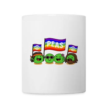 Peas & Love, Lustiges Hippie Erbsen Wortspiel - Tasse - Weiß - Vorne