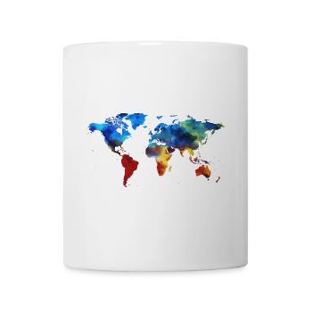 Weltkarte gemalt - Tasse - Weiß - Vorne