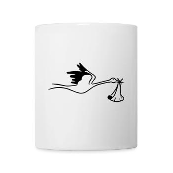 Cigogne avec bébé - Mug blanc - blanc - Devant