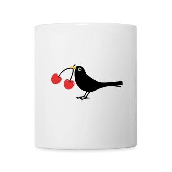 Krähe mit Kirschen - Tasse - Weiß - Vorne